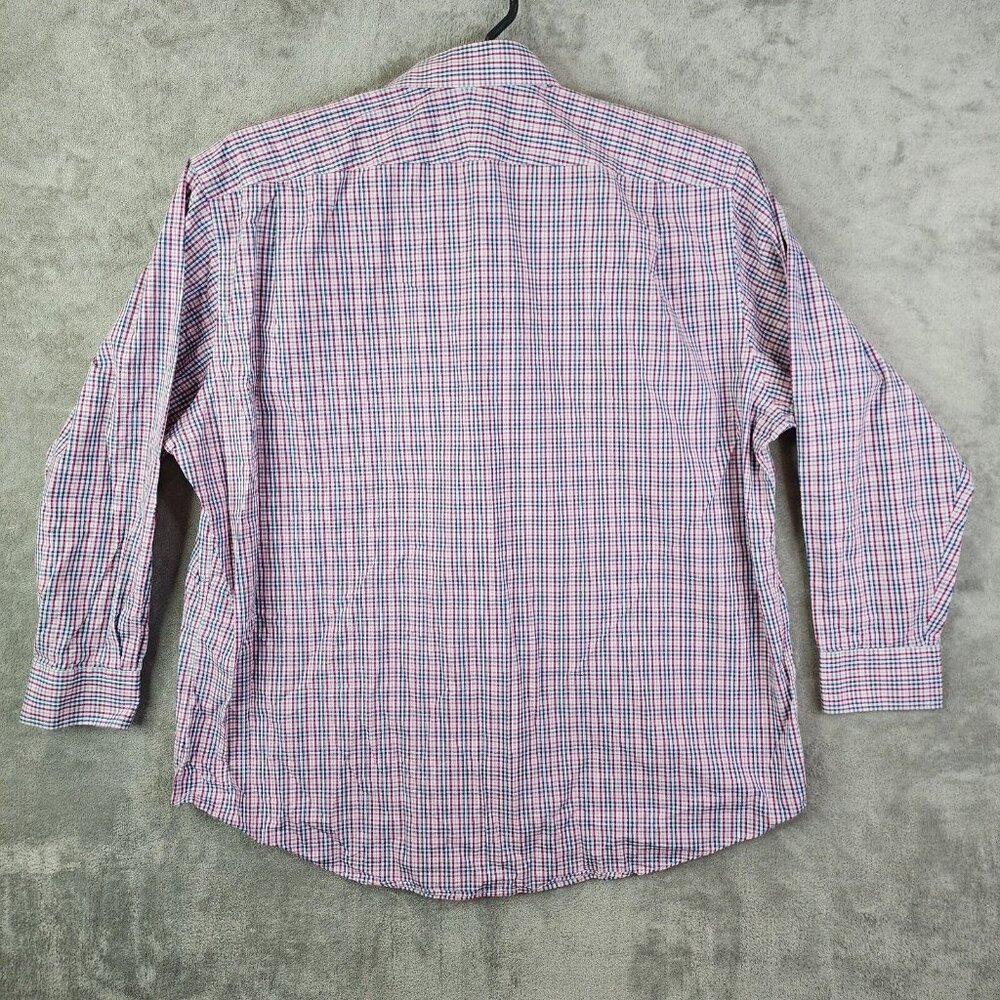 Mens Nordstrom Tech-Smart Red Blue White Check Classic Fit Long sleeve Shirt 19 - Picture 5 of 8